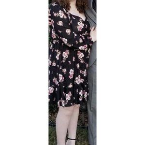 AS YOU WISH 1X JUNIORS PLUS DRESS, BLACK, FLORAL, LONG SLEEVES, DRESSY See Pics!